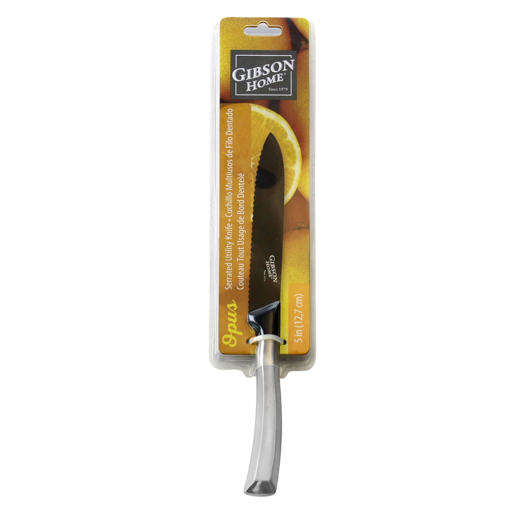 Gibson Home® Opus 5'' Stainless Steel Serrated Utility Knife With Black Blade